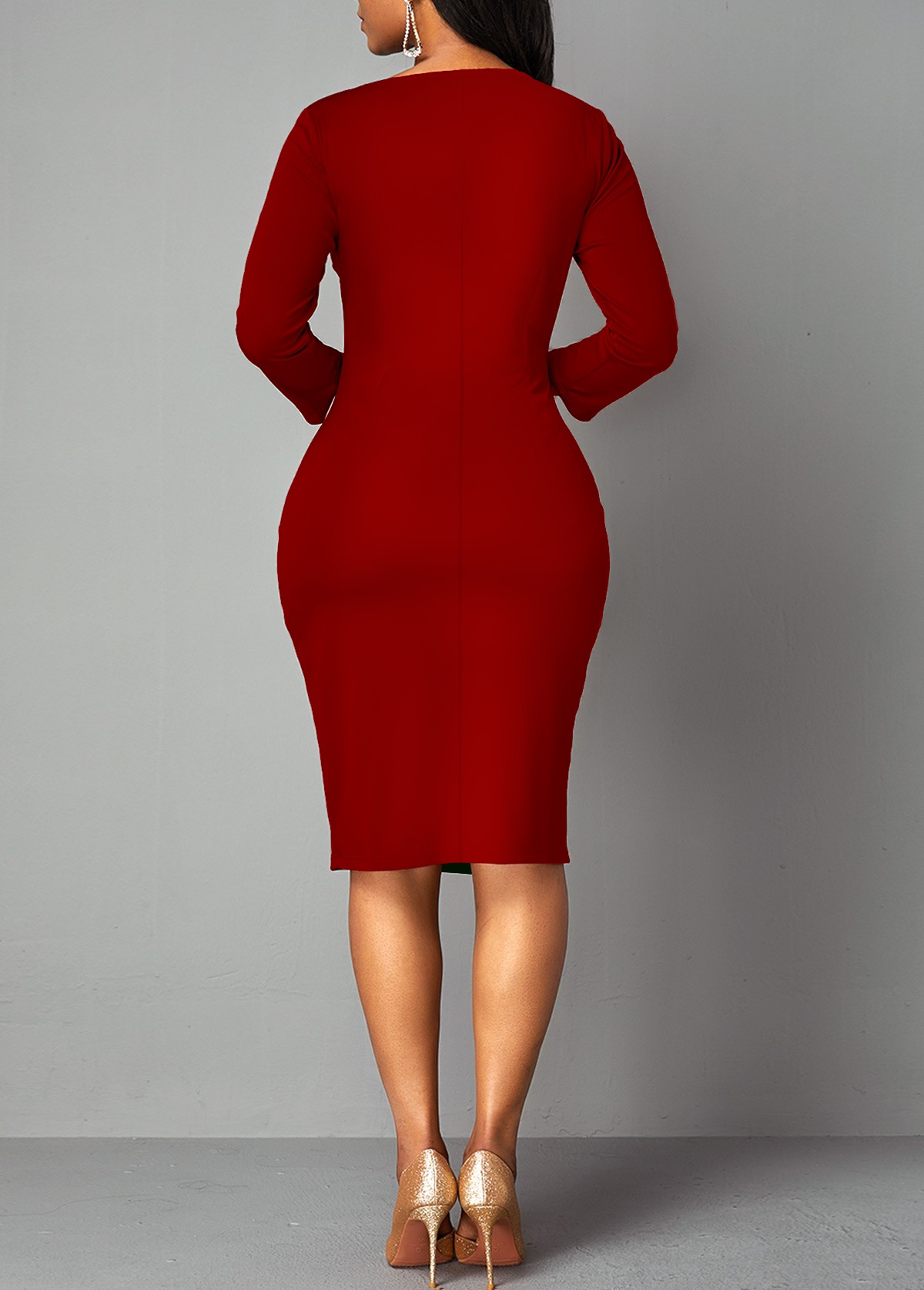 Geometric Print 3/4 Sleeve Sheath Dress