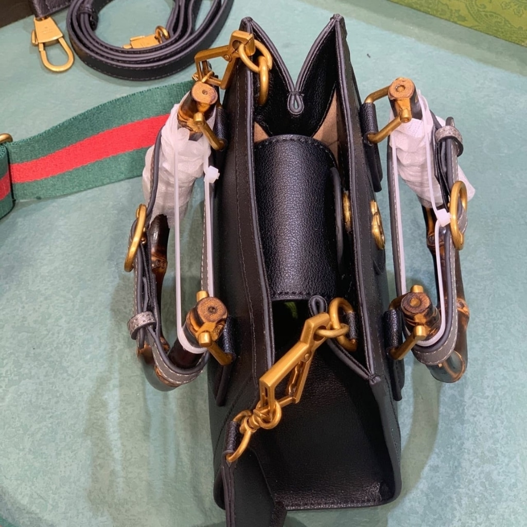 Gucci Diana Small Tote Bag Black Leather 20cm ‎702732 U3ZDT 1073