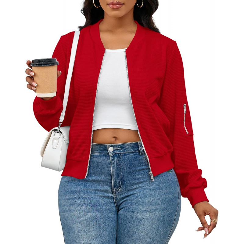 Women Casual Full Zip Up Comfy Loose Long