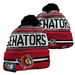 Men's Red Ottawa Senators Knitted Cuffed Hat with Pom