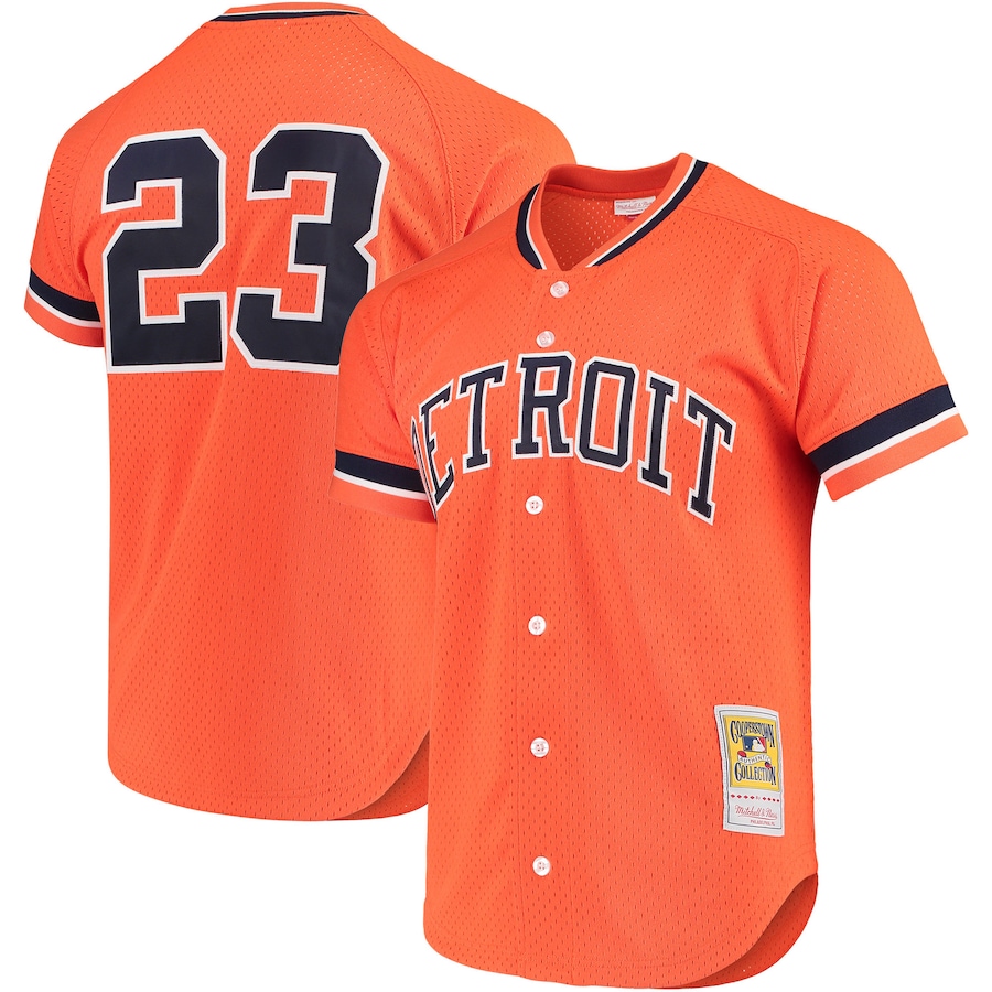 Kirk Gibson Detroit Tigers Mitchell&Ness Cooperstown Collection Mesh Batting Practice Button-Up Jersey Orange