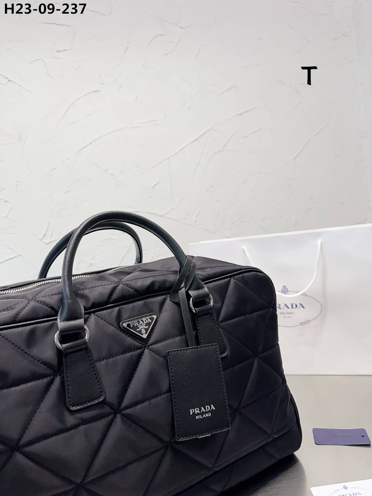 Prada Quilted Re Nylon Travel Bag Black 43Cm