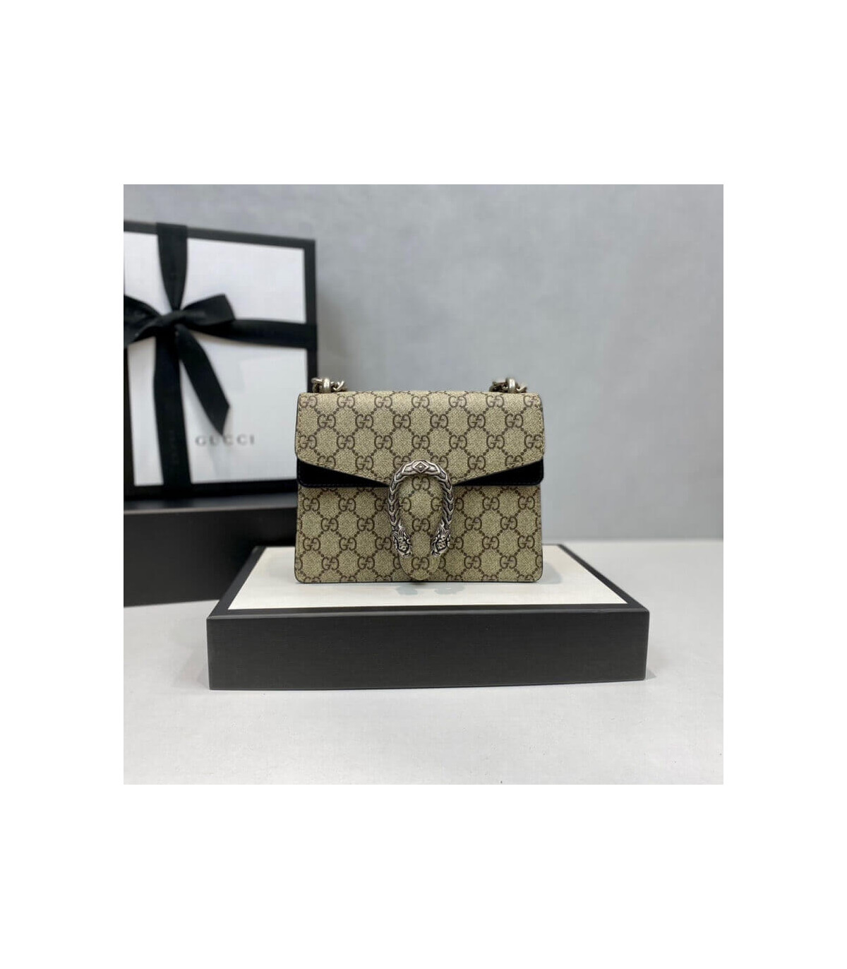Gucci Dionysus GG Supreme Mini Bag Black 20cm