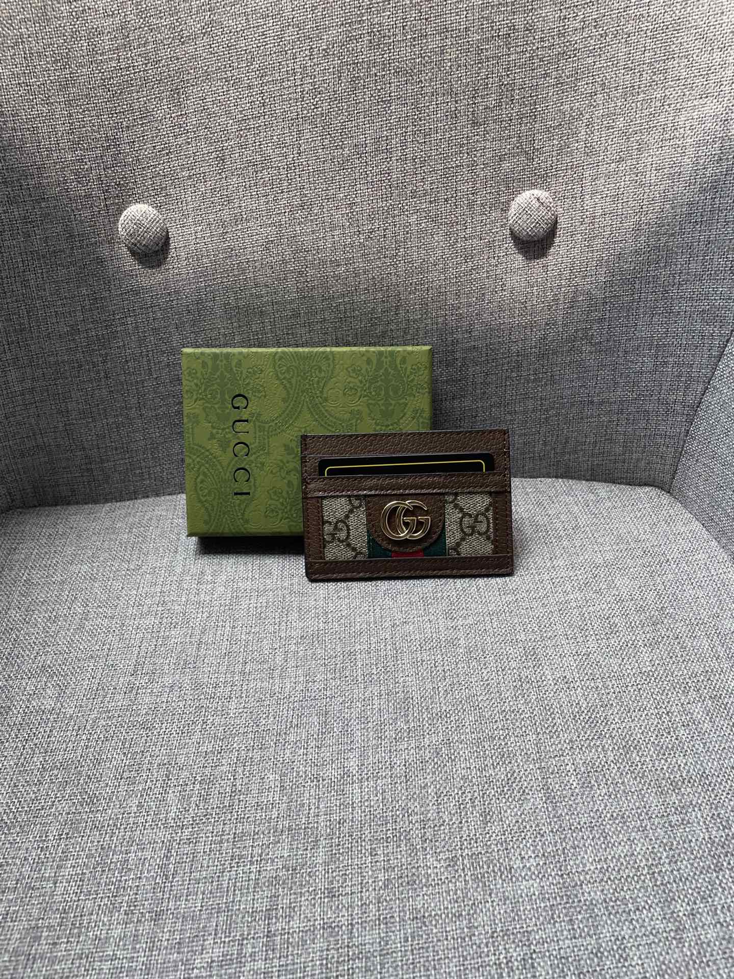 Gucci Ophidia Gg Card Case Monogram Brown 10Cm 523159 96Iwg 8745