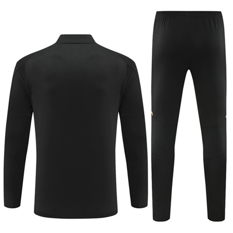 2024-25 Real Madrid Black and Gold Long Sleeve Training Suit