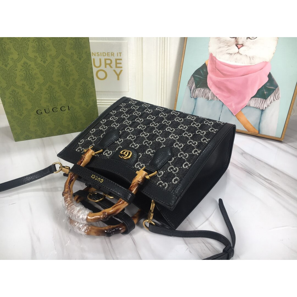 Gucci Diana Small Tote Bag in Black Denim