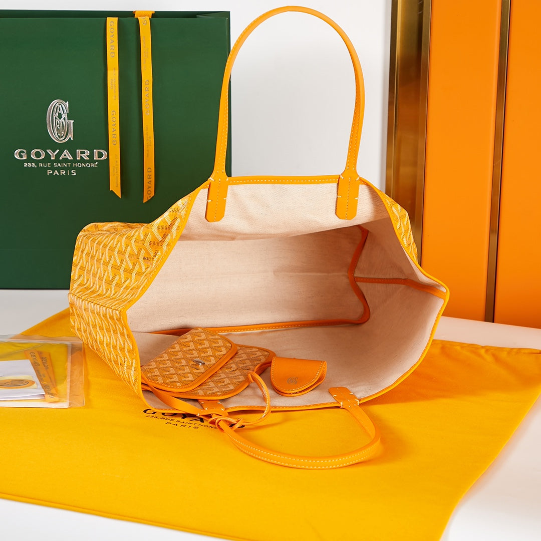 Goyard Saint Louis Pm 34Cm Yellow Canvas Chevroches Calfskin
