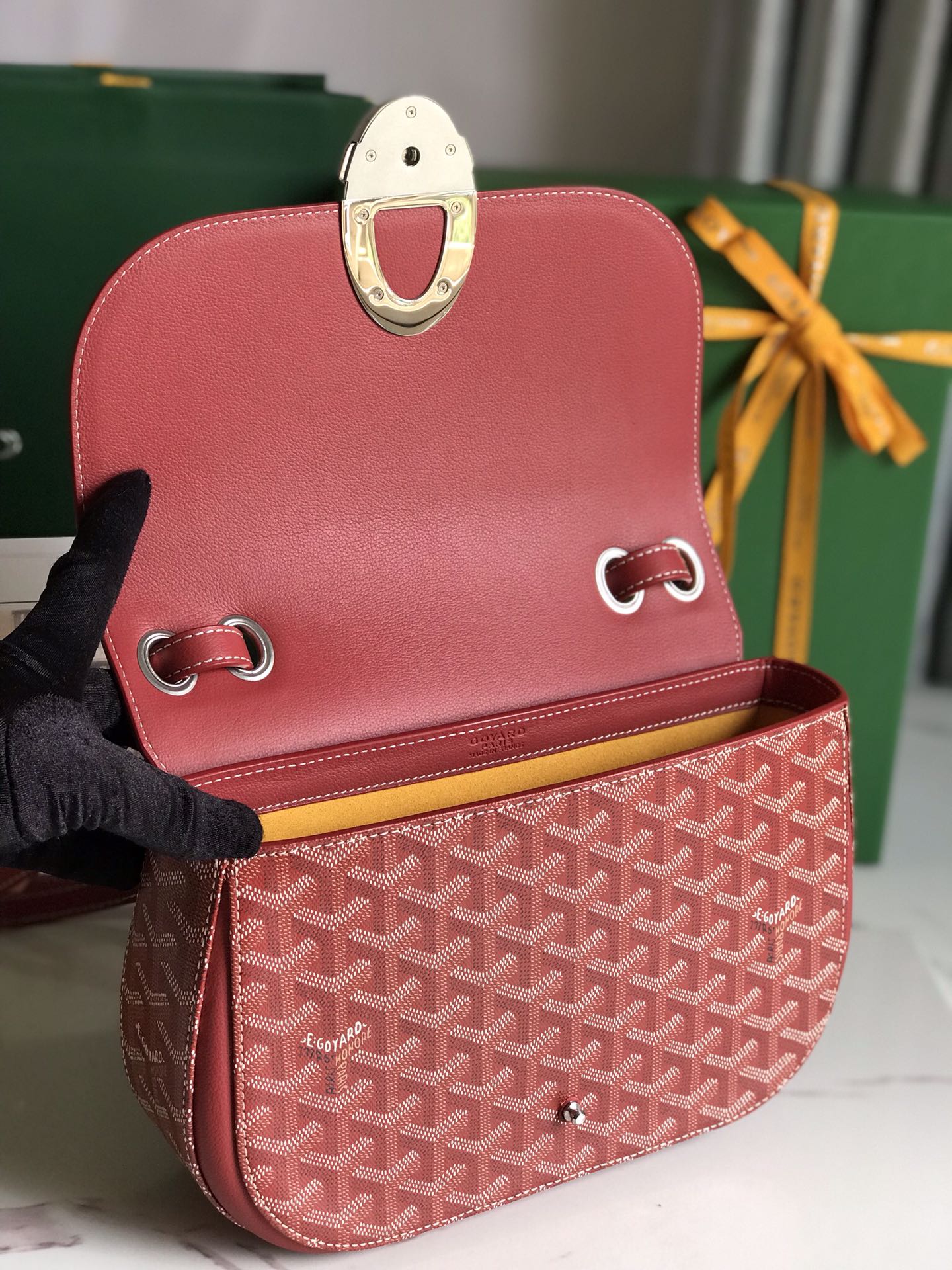 Goyard 233 Bag 25 Cm Classic Red Calfskin And Goyardine Canvas