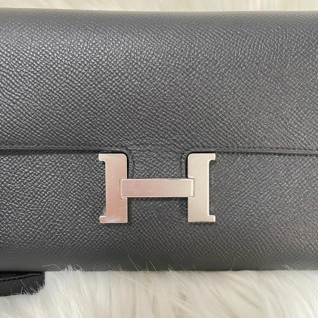 Hermes Constance Wallet Epsom Leather Palladium Hardware In Black 20cm