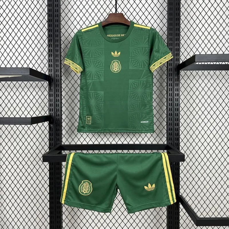 2025-26 Mexico Gold Cup Special Edition green Kids Football jersey