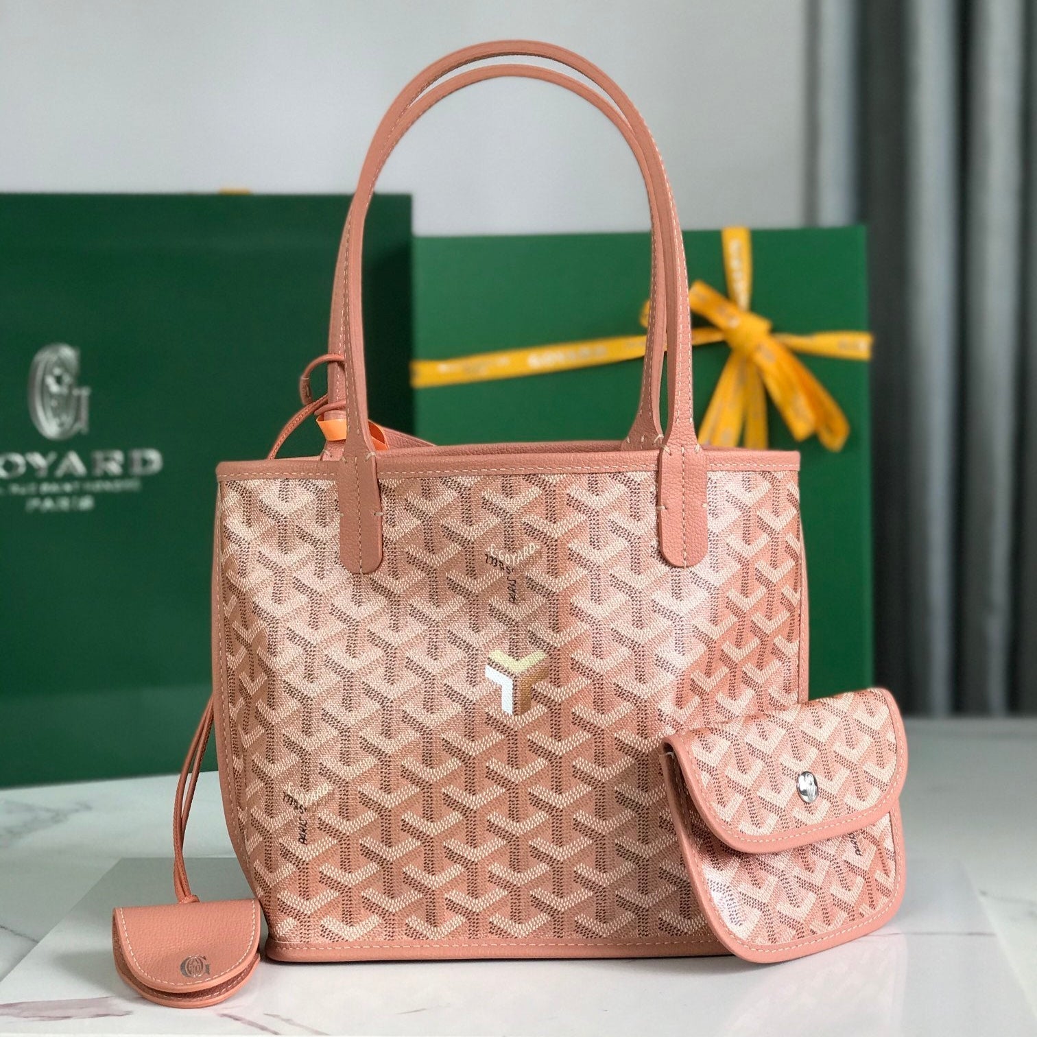 Goyard Anjou Mini Bag 20cm Manhattan Pink Calfskin And Goyardine Canvas