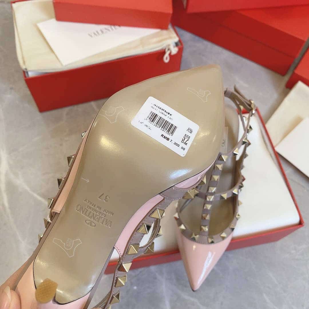 Valentino Garavani Patent Rockstud Caged Pump Pink