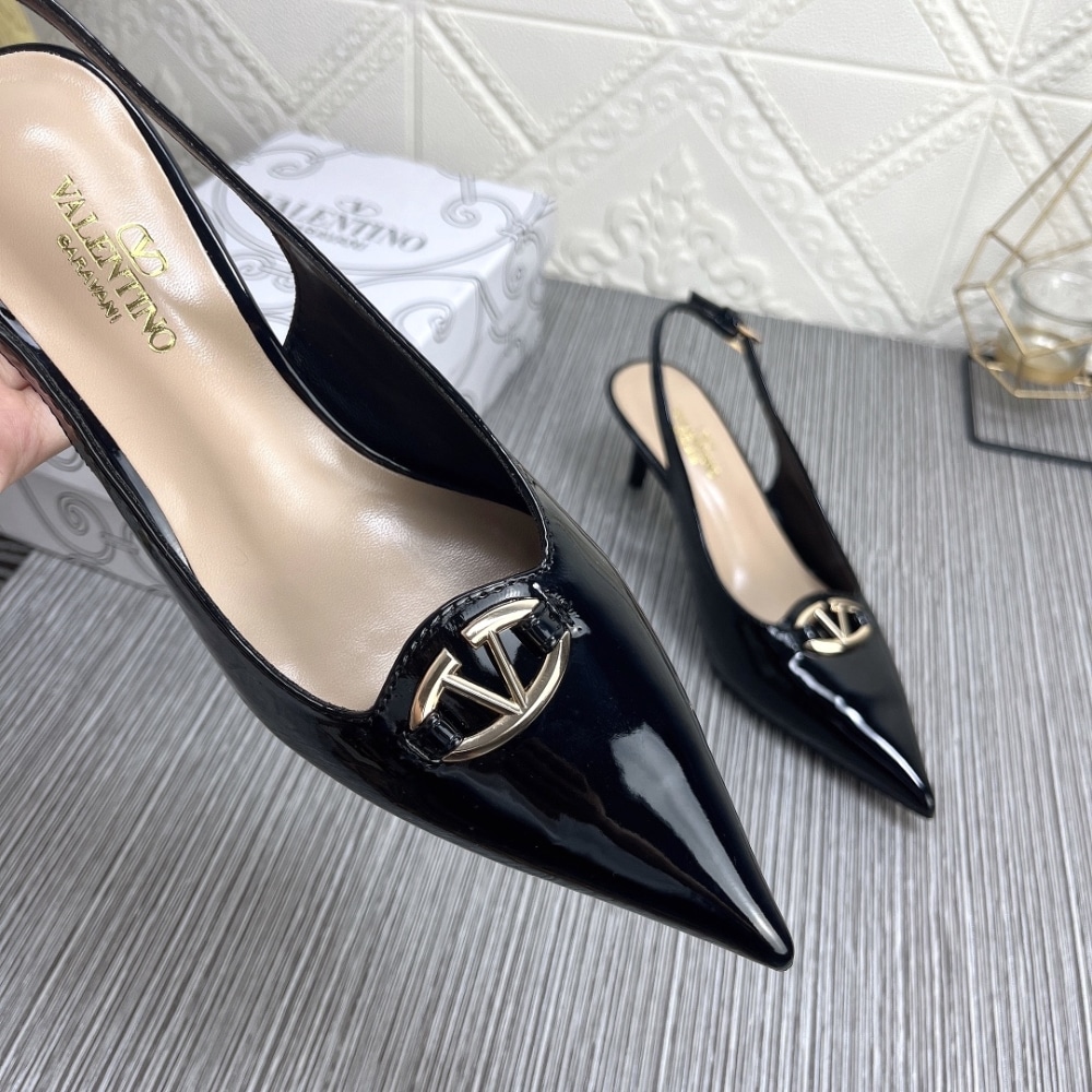 Valentino VLogo The Bold Edition Patent Leather Slingback Pumps, 60mm – Black