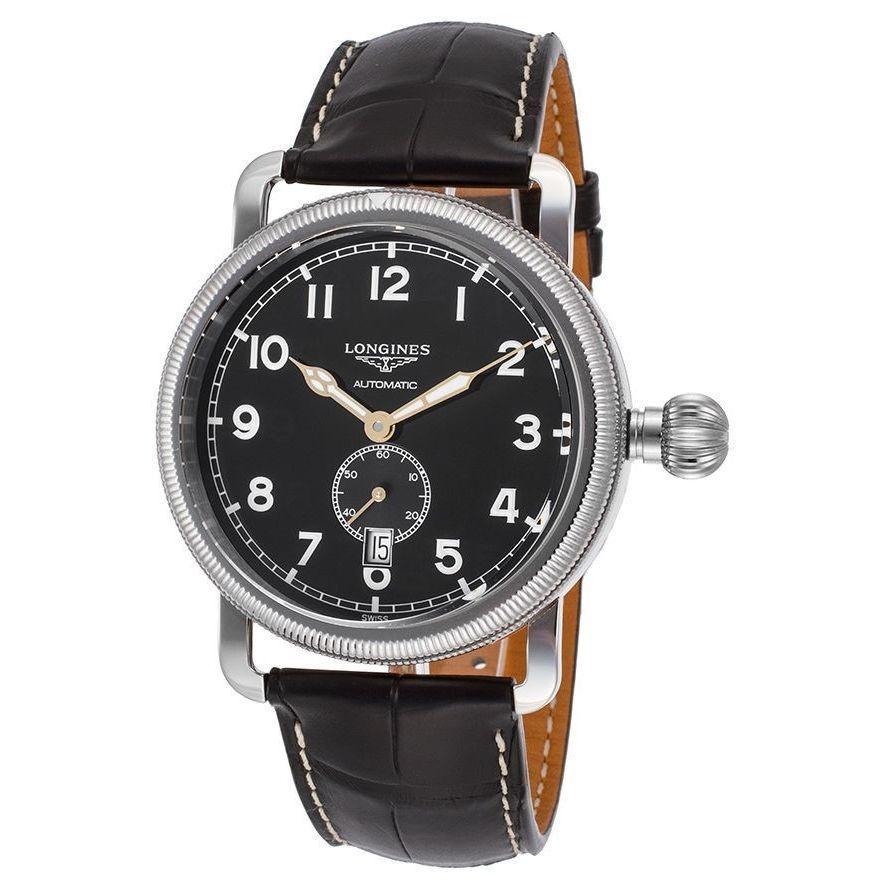 【Super Clone】Longines Men's L27774532 Avigation Automatic Black Leather Watch