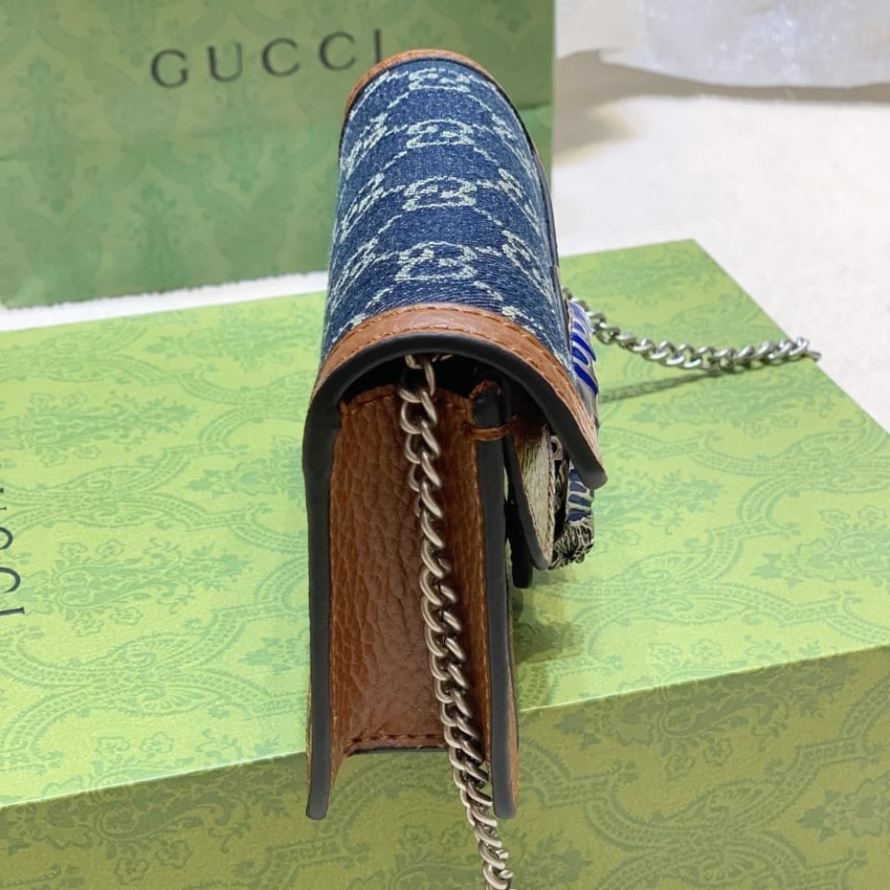 Gucci Dionysus Super Mini Denim Dark Blue And Brown 16Cm 476432 2KQFN 4483