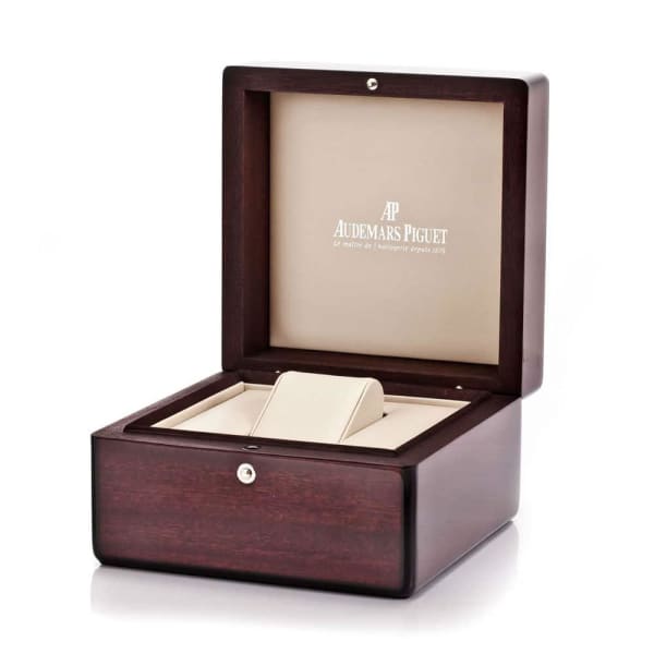Audemars Piguet Royal Oak Chronograph 41mm Rose Gold White Dial Leather Strap Watch