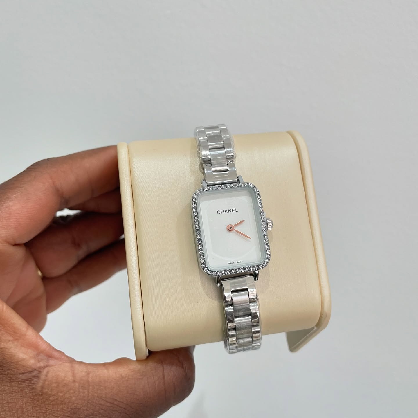 Chanel Première Silver Diamond-Edge Watch White Dial