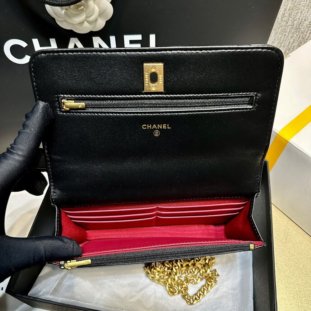 Chanel Camellia Crush Wallet On Chain Lambskin 19.2cm