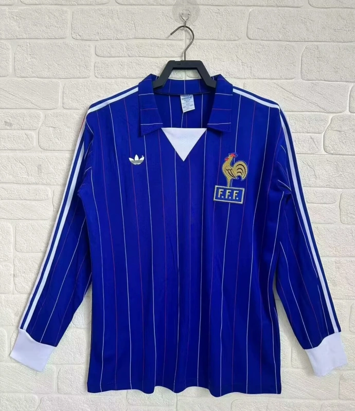 Retro 1980-82 France Home Long Sleeve football jersey
