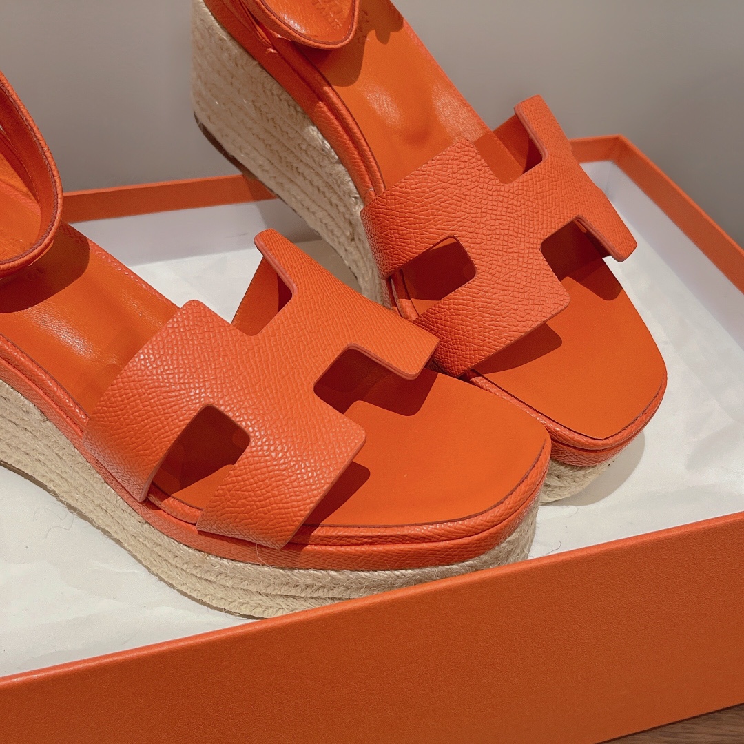 HERMES 40 ESPADRILLES ORANGE DOLL