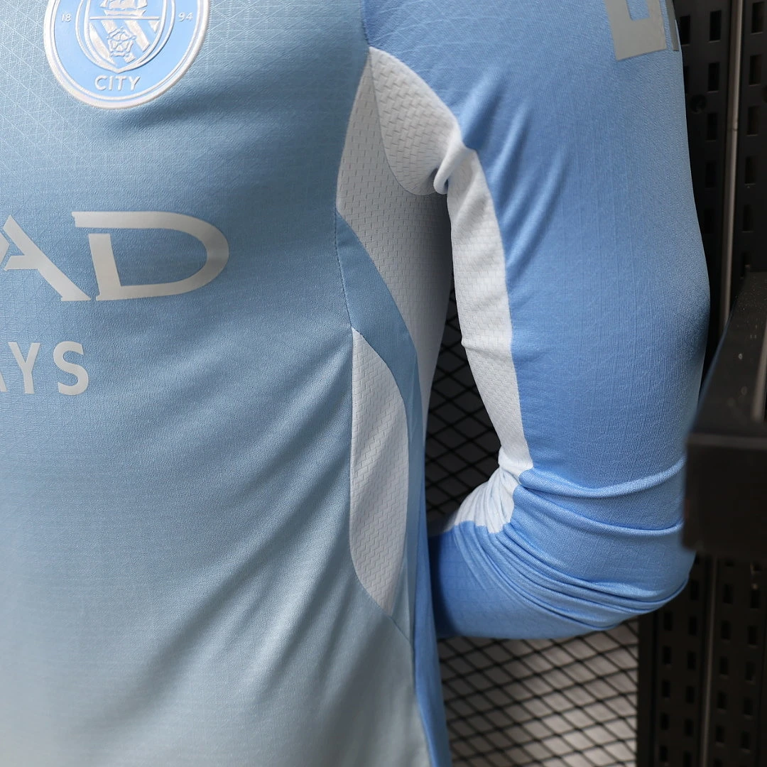 2026/27 Premier League Manchester City Team Home Football Jersey Player Version Long Sleeves - JerseyFun