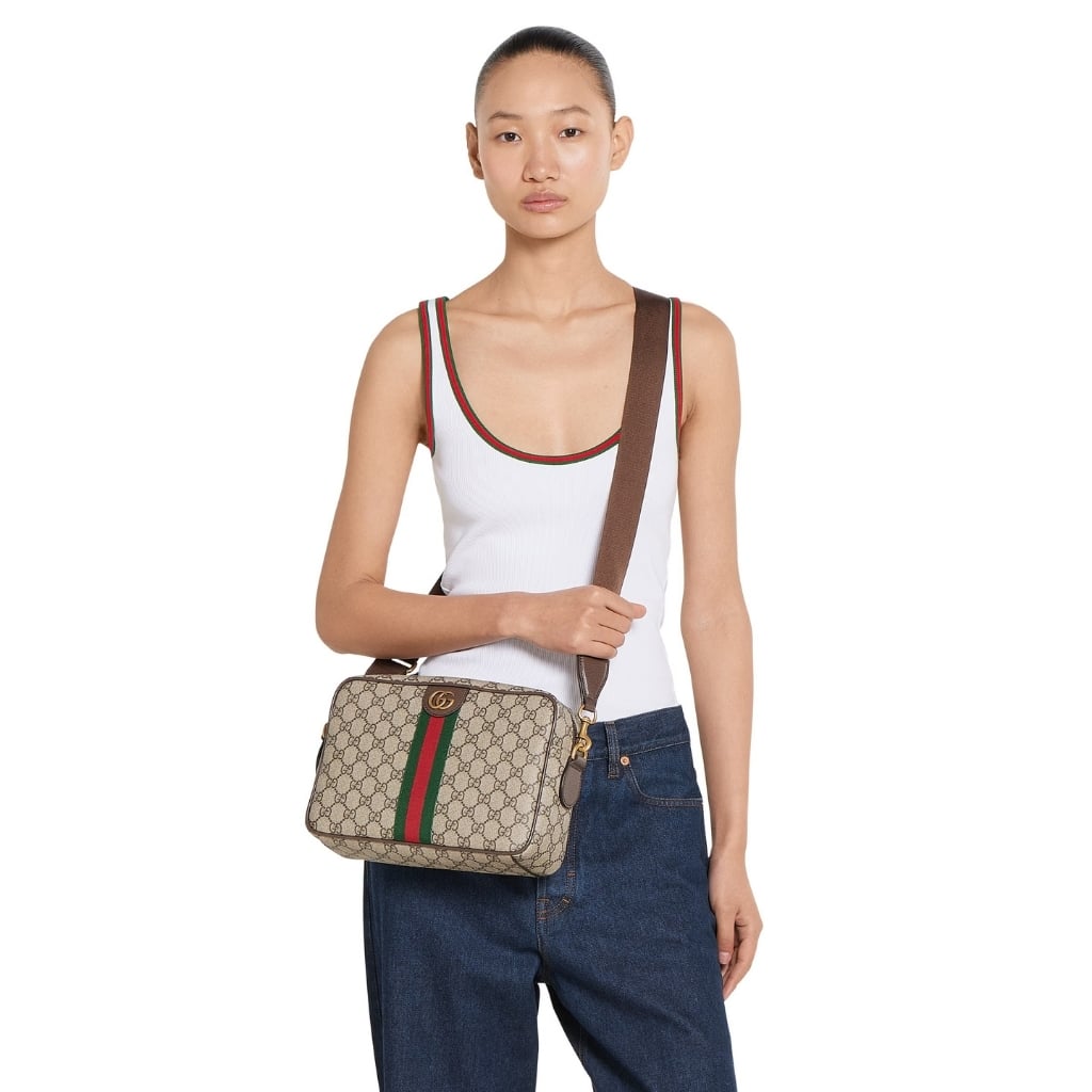 Gucci Ophidia Medium Crossbody Bag Beige And Dark Brown 28Cm 834468 FAEOF 9745