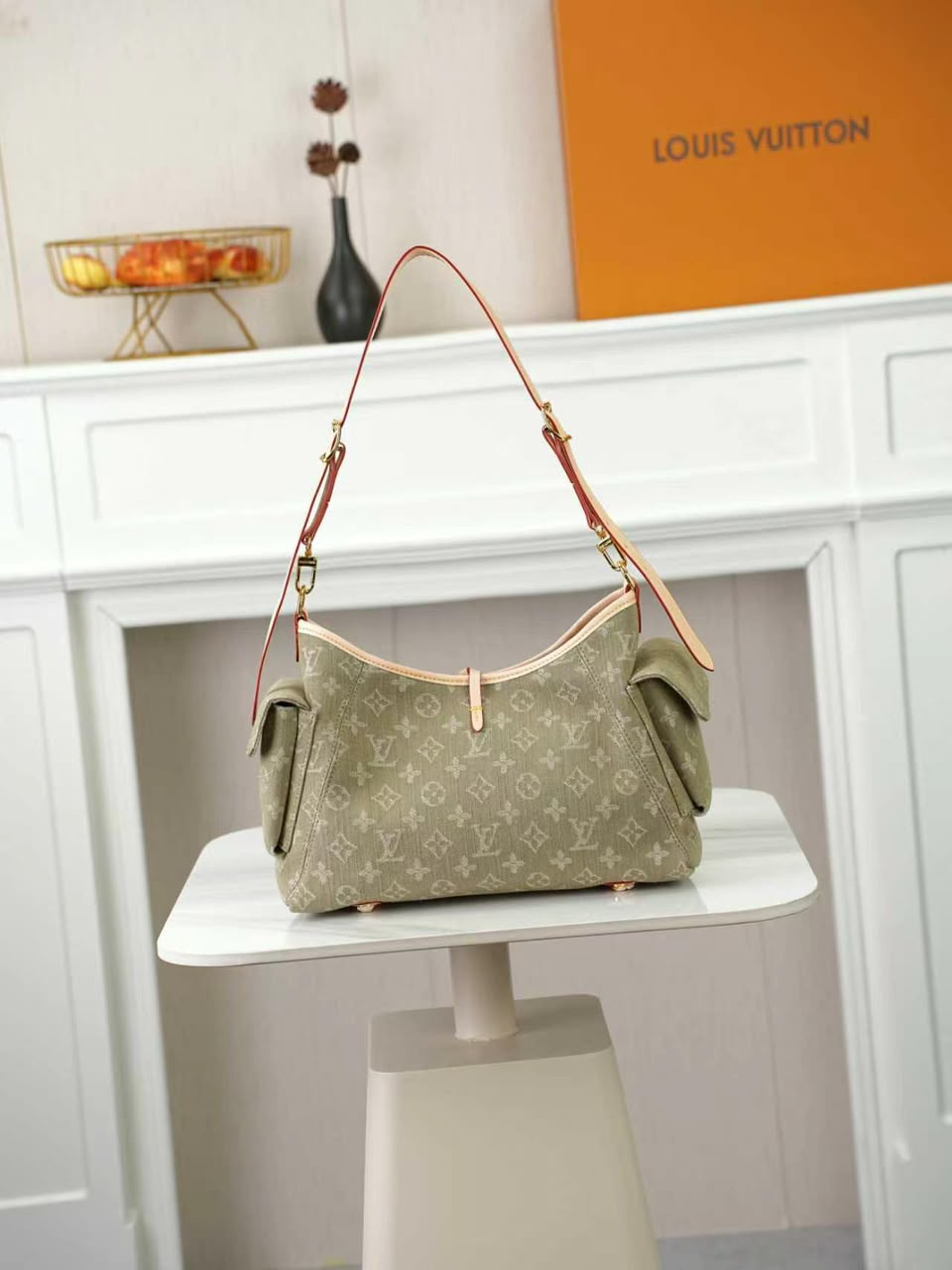 Louis Vuitton Carryall Cargo PM Bag Khaki Denim 33.5cm M27623