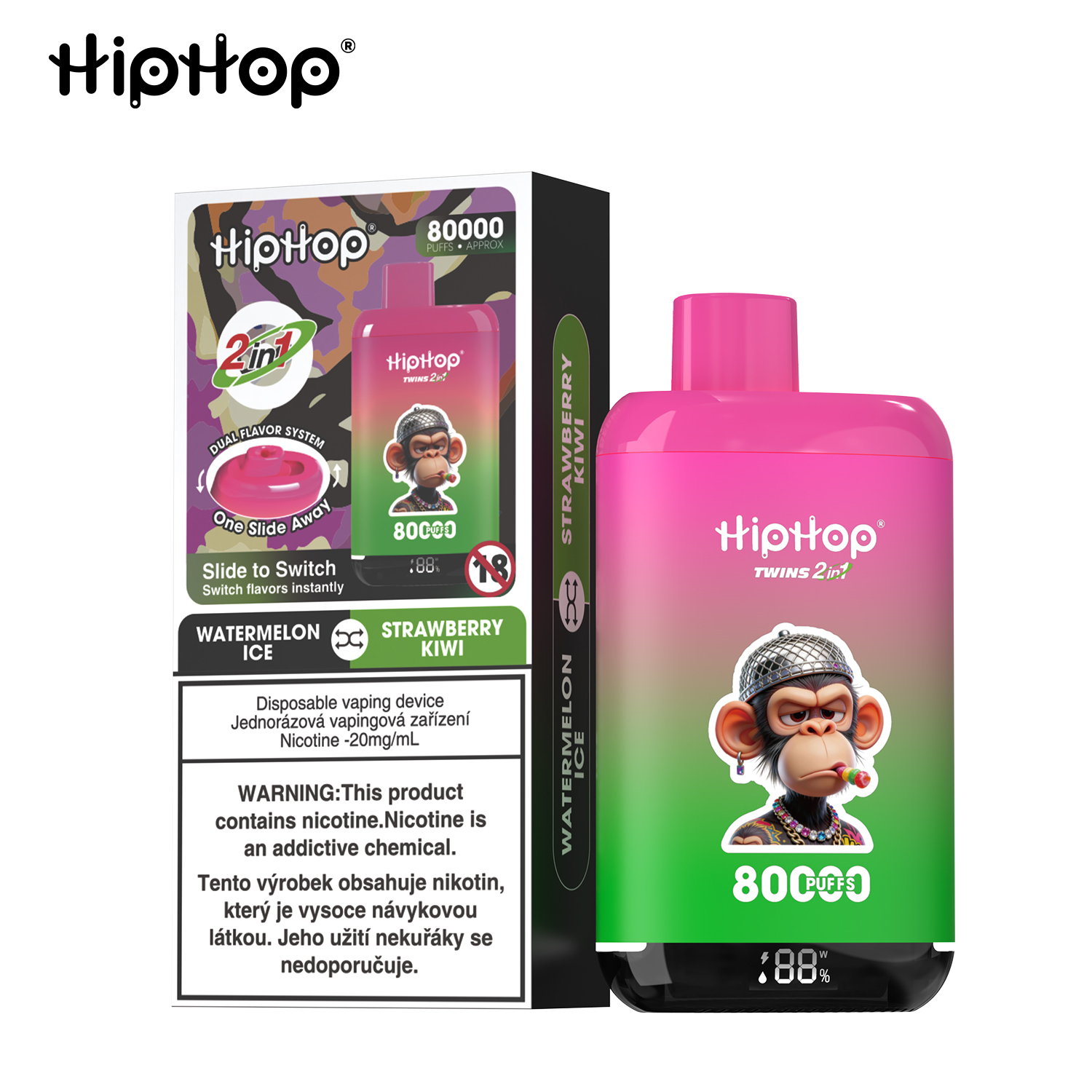 HIPHOP 80k Puffs Prefilled Vape |  Rechargeable