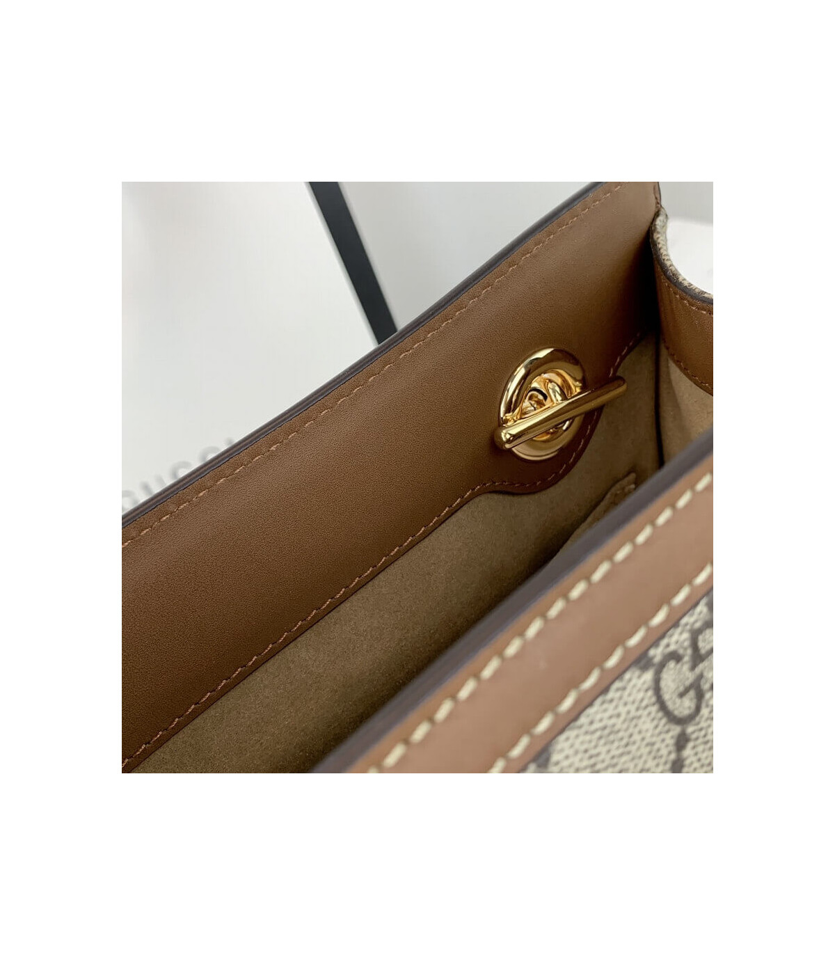 Gucci GG Supreme Padlock Small Shoulder Bag Brown 26cm