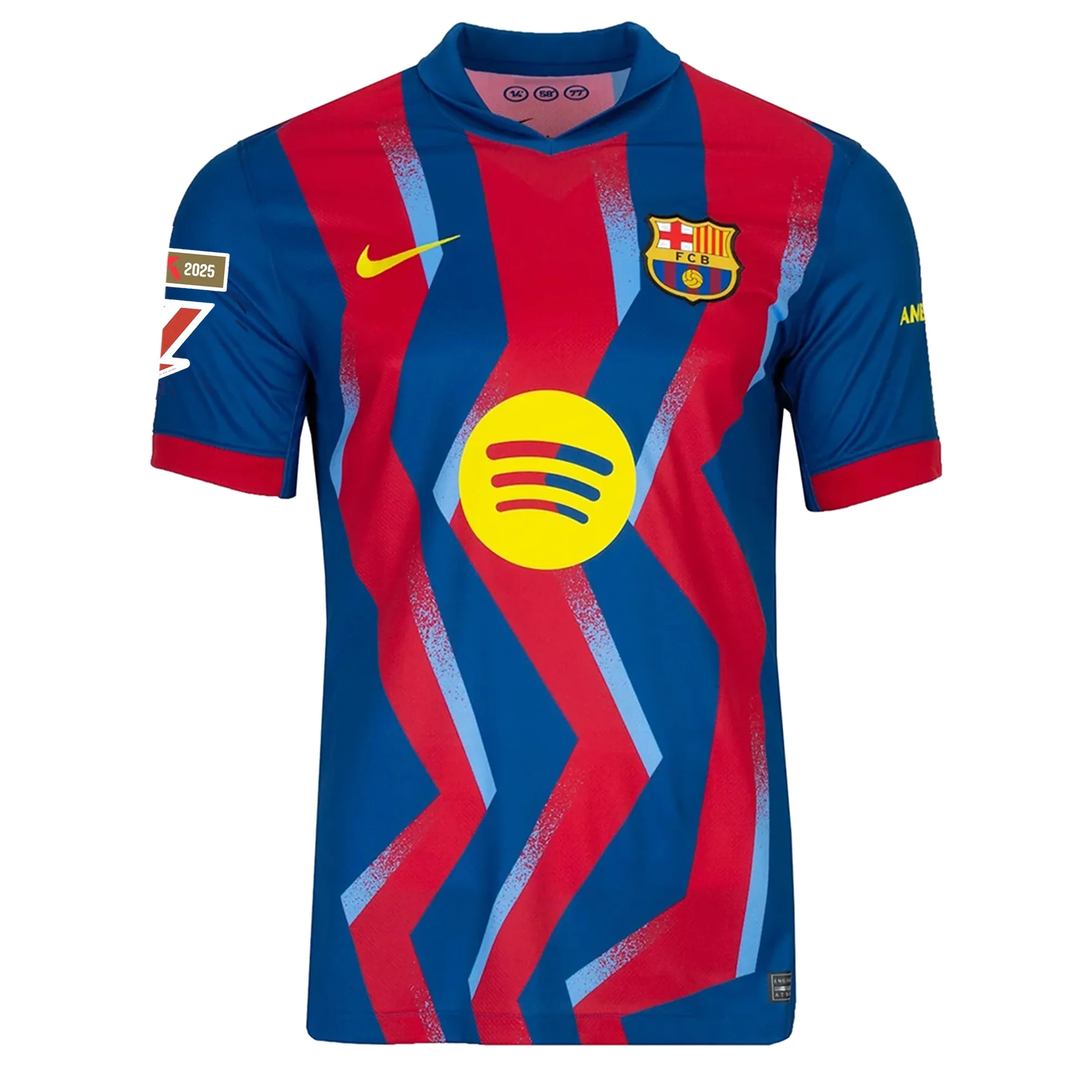 Nike Men's FC Barcelona Pedri 4th Jersey 25/26 w/ La Liga Patches (Blue/Red/Yellow)