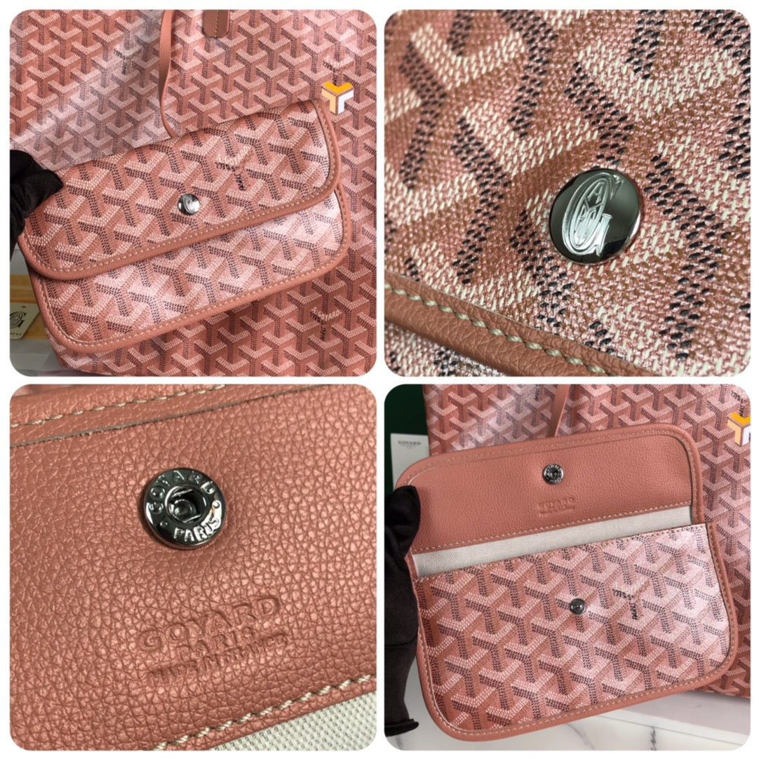 Goyard Saint Louis Gm Bag 40Cm Pink Canvas Chevroches Calfskin