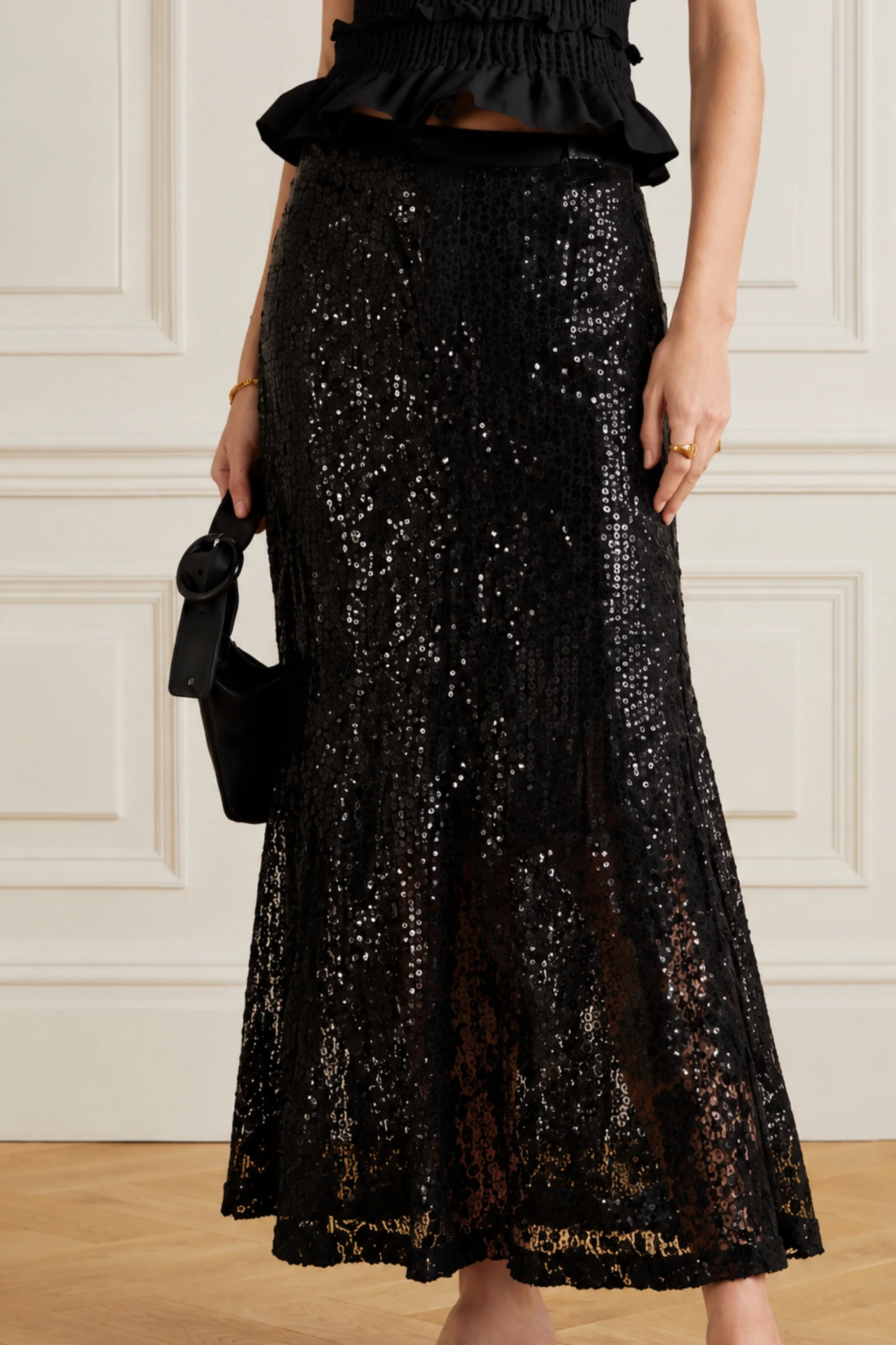 Noir Sequin Lace Skirt