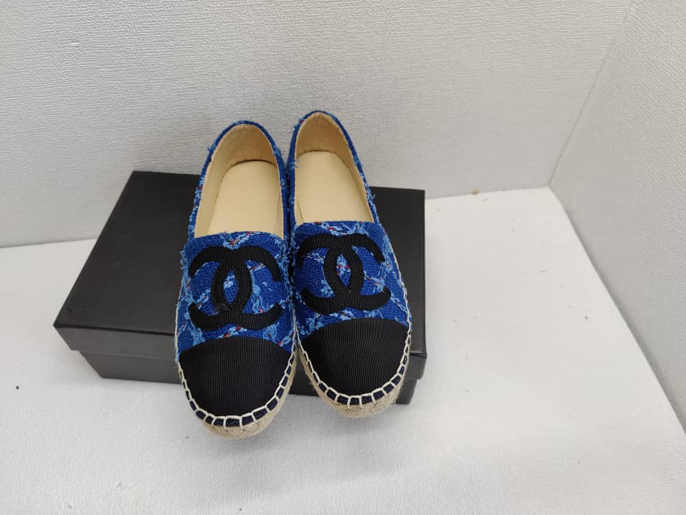 Chanel Espadrilles Cotton Tweed And Grosgrain Blue G29762 Y56424 K5509