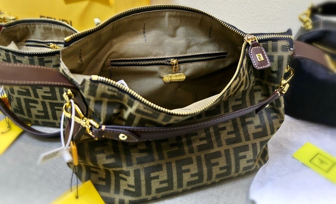 Fendi Zucca Jacquard Mini Pouch Bag Brown 27Cm