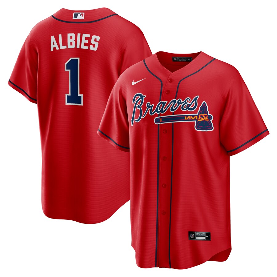 Ozzie Albies Atlanta Braves Alternate Player Name Jersey Red