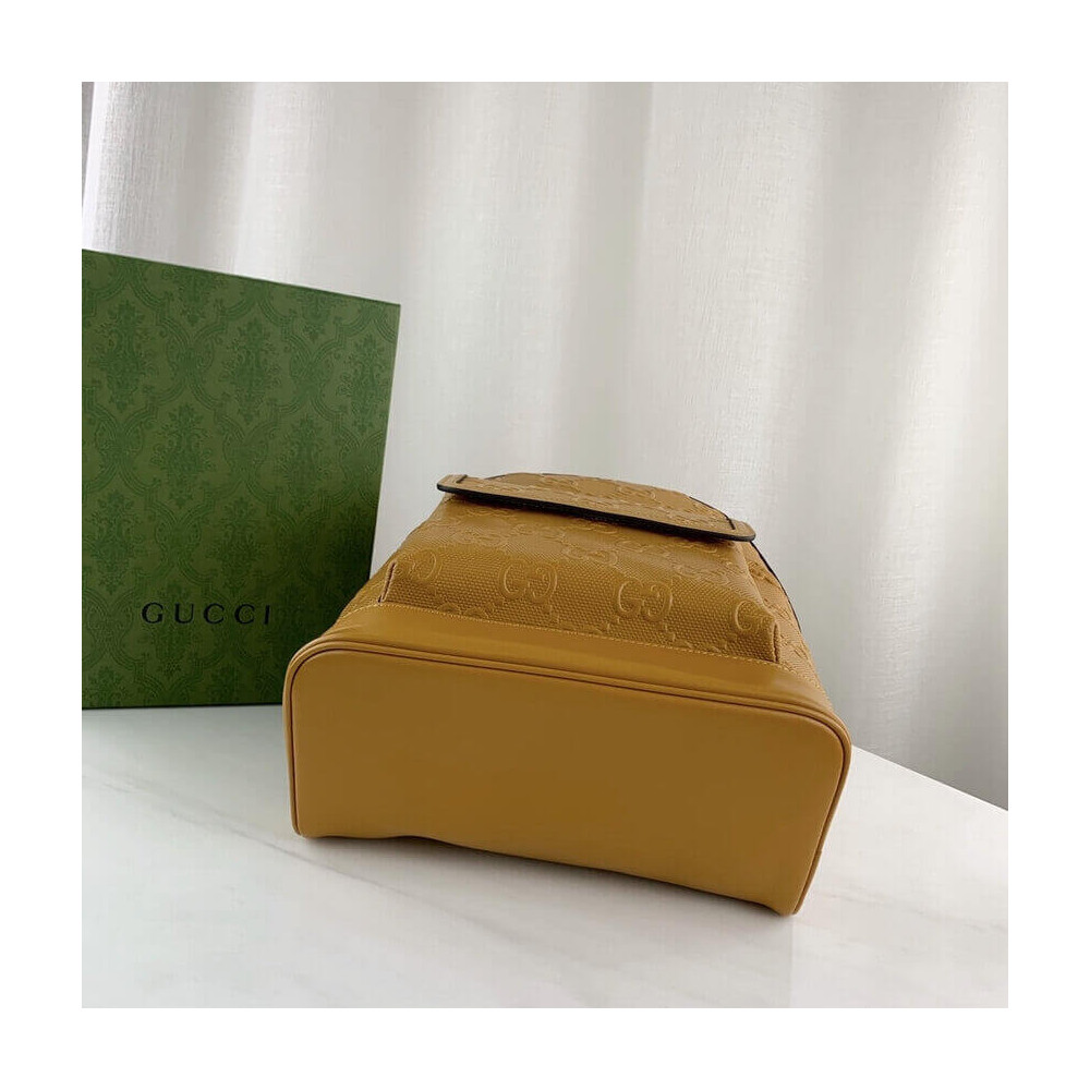 Gucci GG Embossed Backpack in Yellow Leather