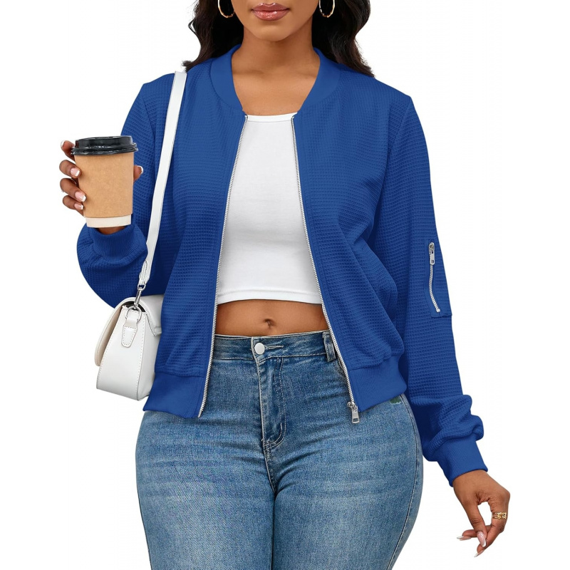 Women Casual Full Zip Up Comfy Loose Long