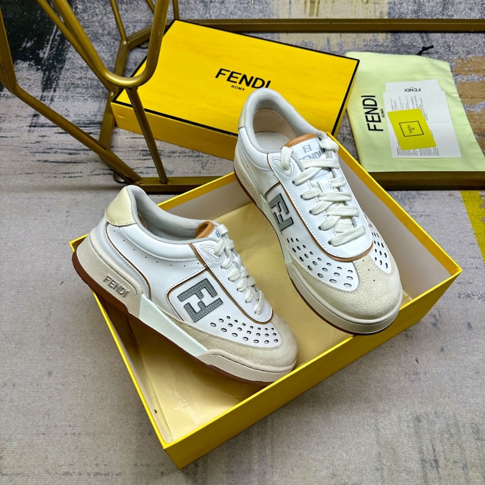 Fendi Match Suede Low Tops White And Brown  8e8670asb2f1rux