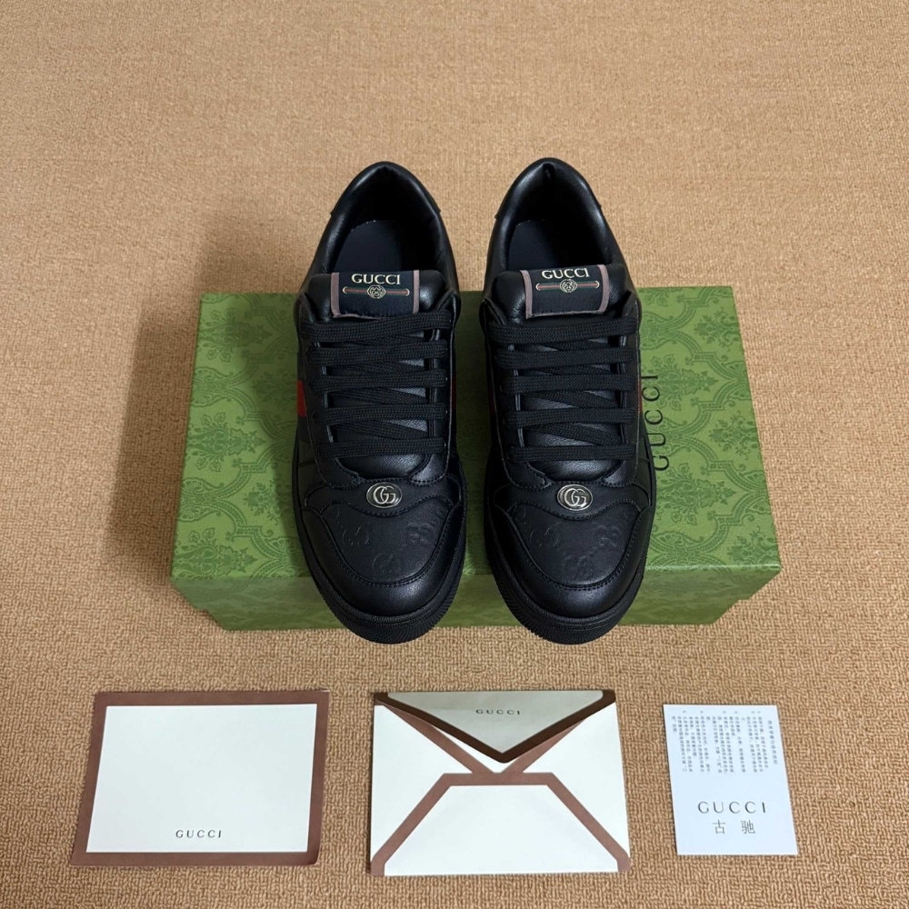 Gucci Men Screener Sneaker Black Leather 798785 AADU0 1074