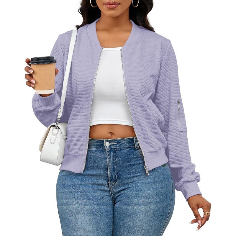 Women Casual Full Zip Up Comfy Loose Long