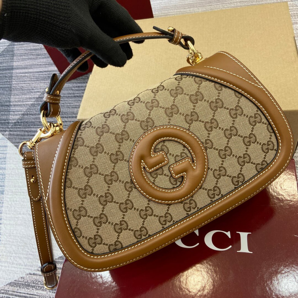 Gucci Blondie Small Top Handle Bag Brown Canvas