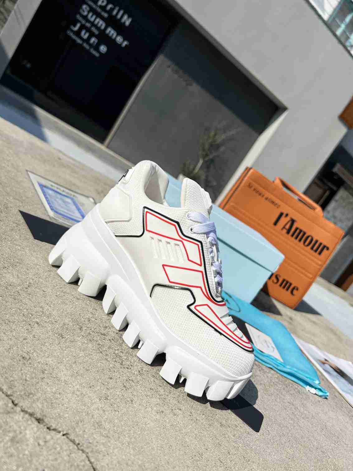 Prada Cloudbust Thunder Sneakers With White And Red 2Eg2933Lgnf0009