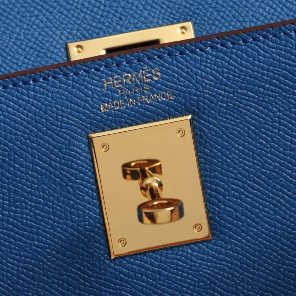 Hermès Kelly Sellier 25 Epsom Gold Hardware Dark Blue 25Cm