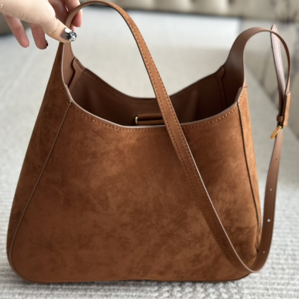 Prada Large Suede Shoulder Bag Cocoa Brown 34Cm