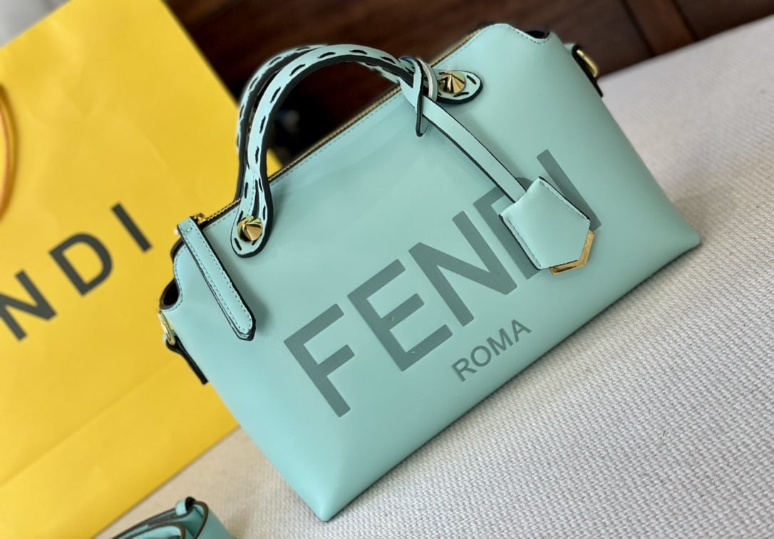 Fendi By The Way Medium Leather Boston Bag Blue 27Cm