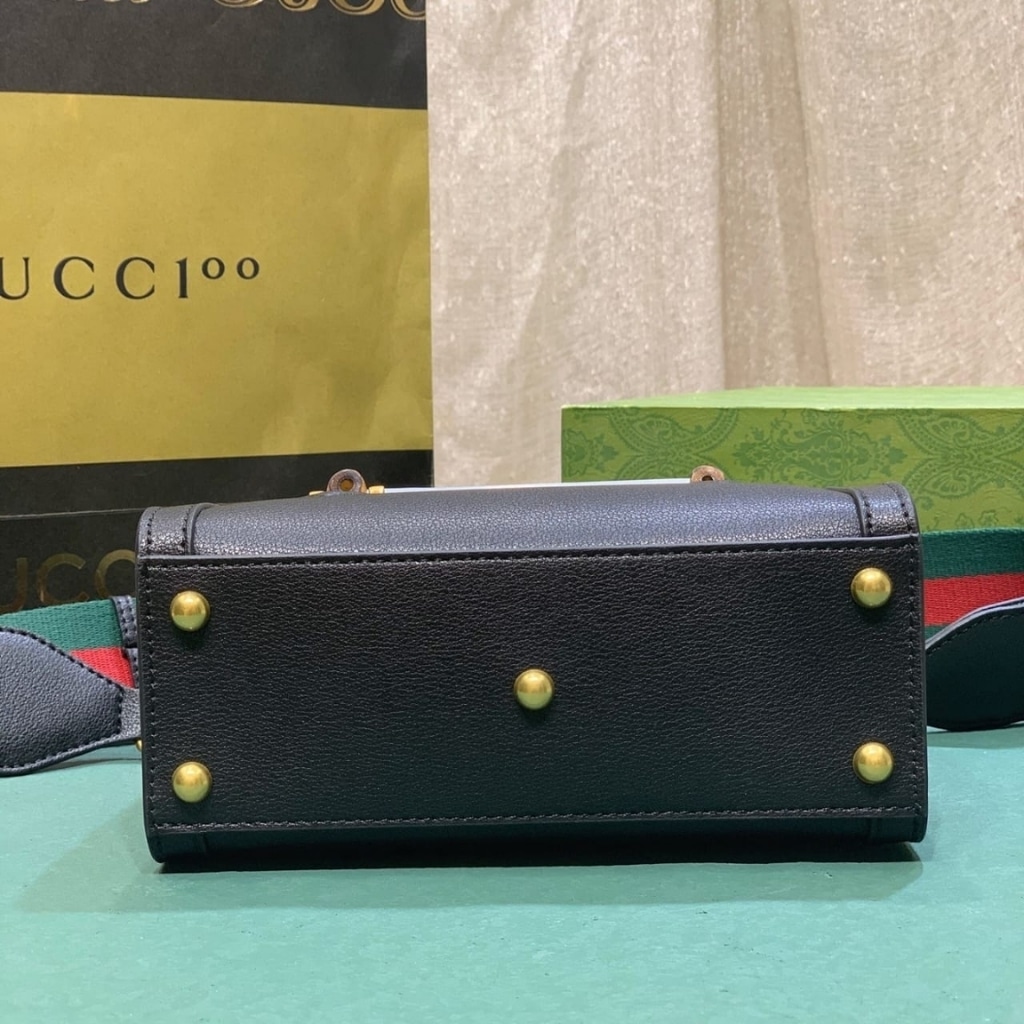Gucci Diana Small Tote Bag Black Leather 20cm ‎702732 U3ZDT 1073