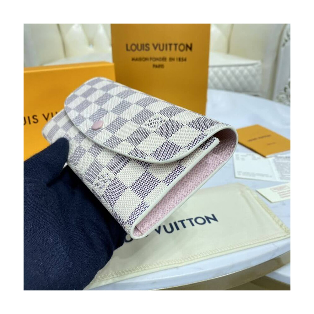 Louis Vuitton Damier Azur Emilie Wallet Pink