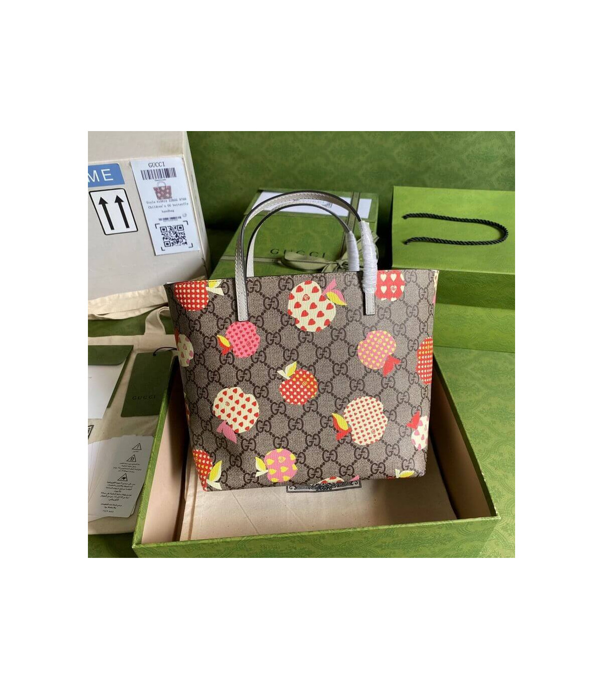 Gucci Children’s GG Heart Apple Pattern Tote
