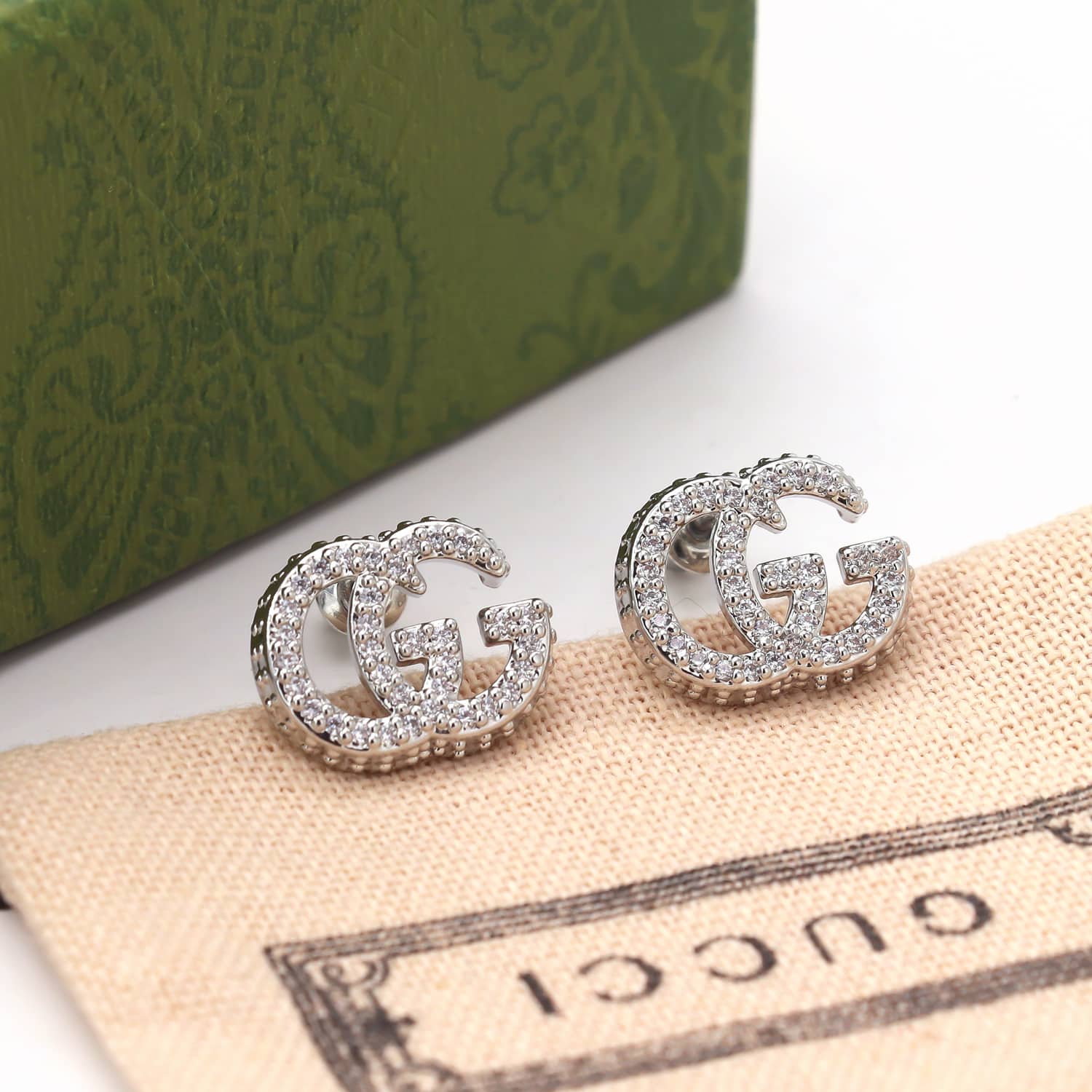 Gucci Gg Marmont Crystal Stud Earrings 814432 J3f42 8162