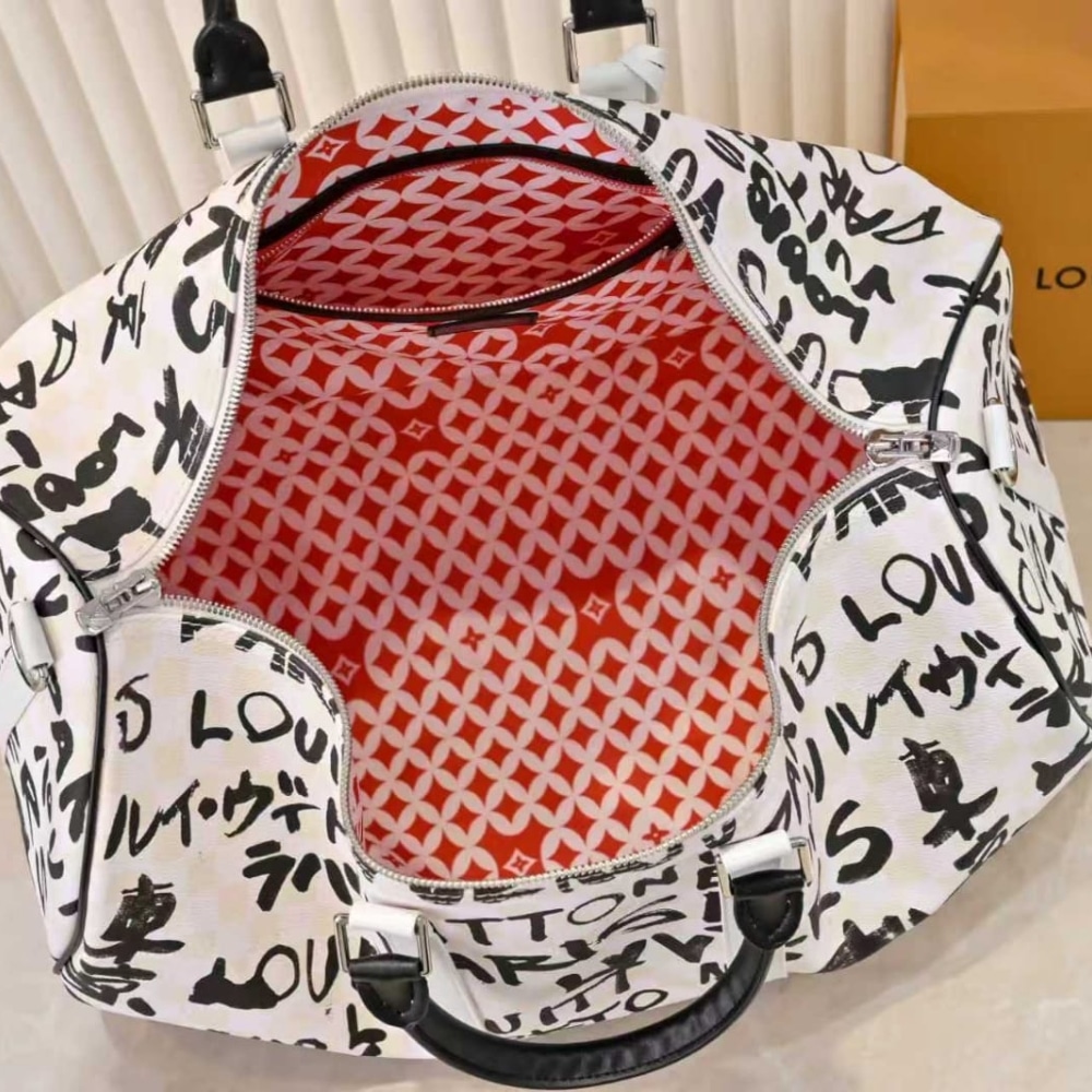 Louis Vuitton Keepall Bandoulière 50 Black And White 50cm N40804